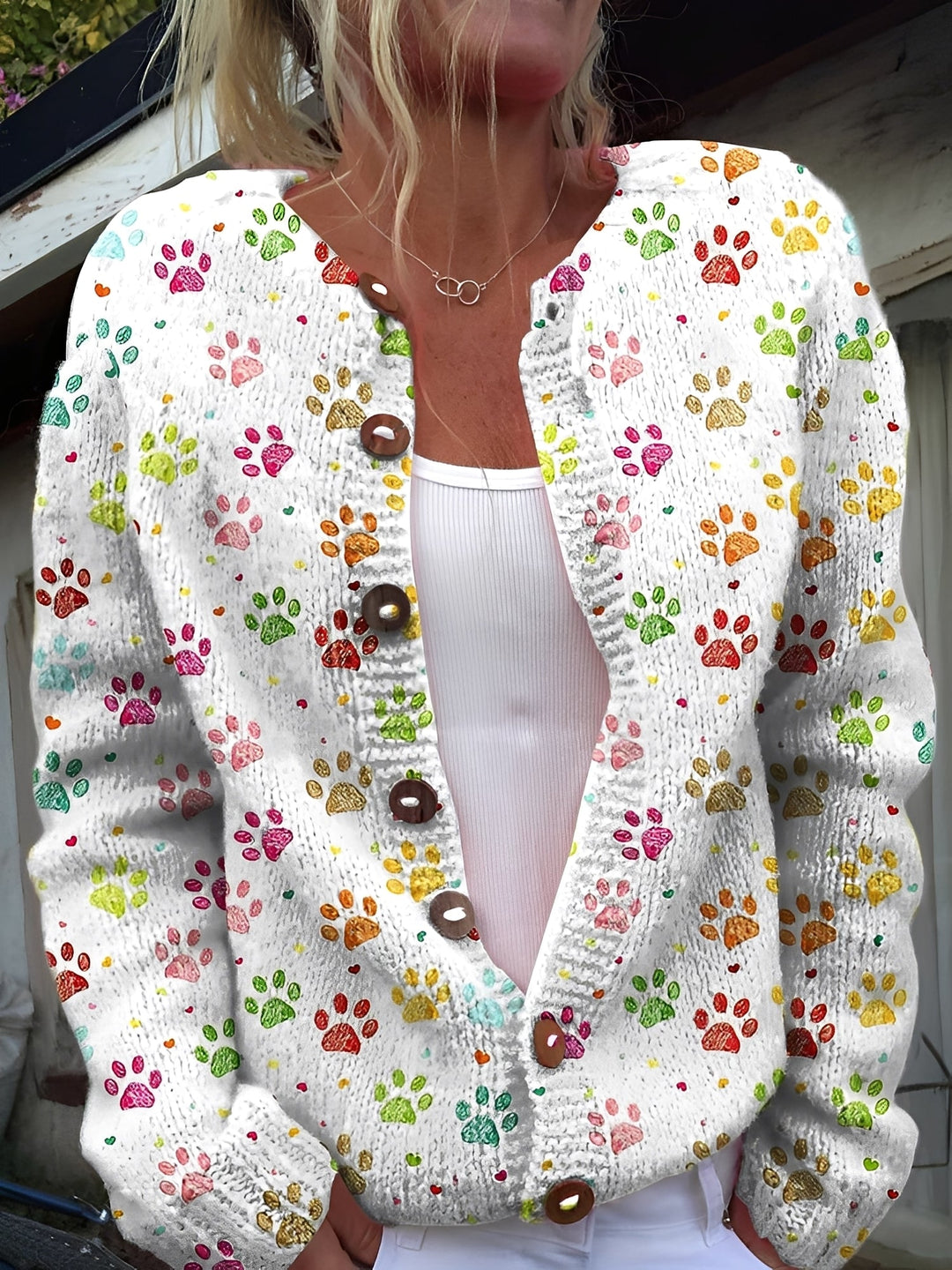 Kaitlyn | Strickcardigan mit Katzenmuster